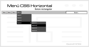 Estilos pre-definidos – Menú Horizontal para Blogger y otros - Botón rectangular - Tono gris